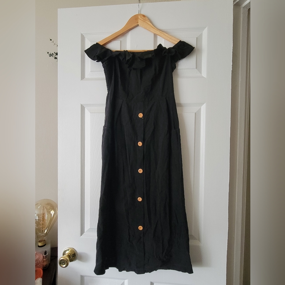 Elegant Black Button-Down Dress